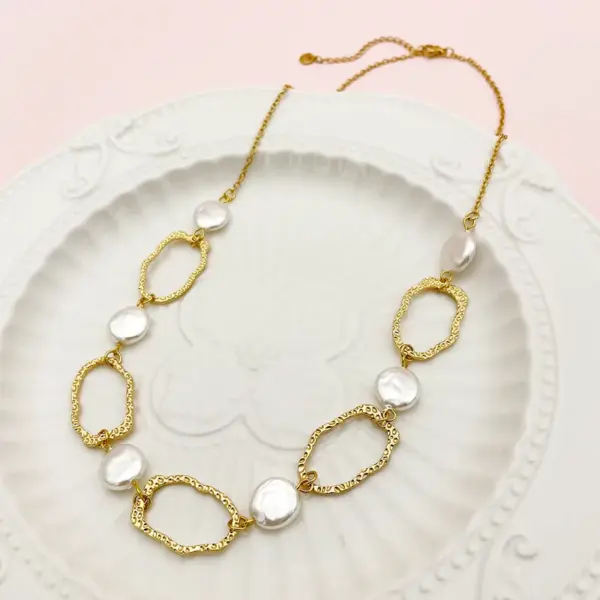 Wholesale PVD Coated Real Gold Plated 18K Gold Irregular 304 Stainless Steel Casual Simple Style Waterproof Non Tarnish 304 Stainless Steel Long Necklace