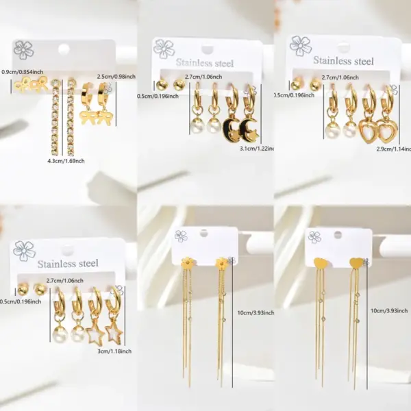 Wholesale A Set Of 304 Stainless Steel With 18K Gold-plated Heart-shaped Simple Earrings For Everyday Wear