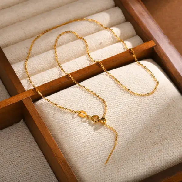 Wholesale PVD Coated Real Gold Plated 18K Gold Solid Color 201 Stainless Steel Elegant Streetwear IG Style Waterproof Non Tarnish 201 Stainless Steel Necklace