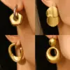 1 Pair Casual Simple Style Streetwear Geometric Plating 304 Stainless Steel Drop Earrings