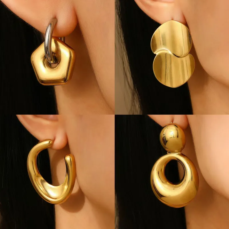 Wholesale 1 Pair Casual Simple Style Streetwear Geometric Plating 304 Stainless Steel op Earrings