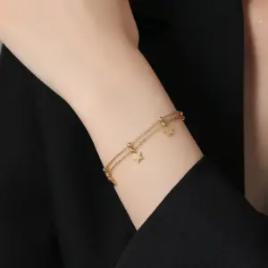 【XKB2257】Double Layer Star Bracelet / Gold