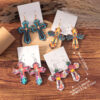 Wholesale Western-style colorful rhinestone cross earrings