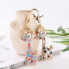 Wholesale Korean Creative Giraffe Keychain Cute Metal Bag Pendant Women's Crystal Diamond Small Animal Small Gift