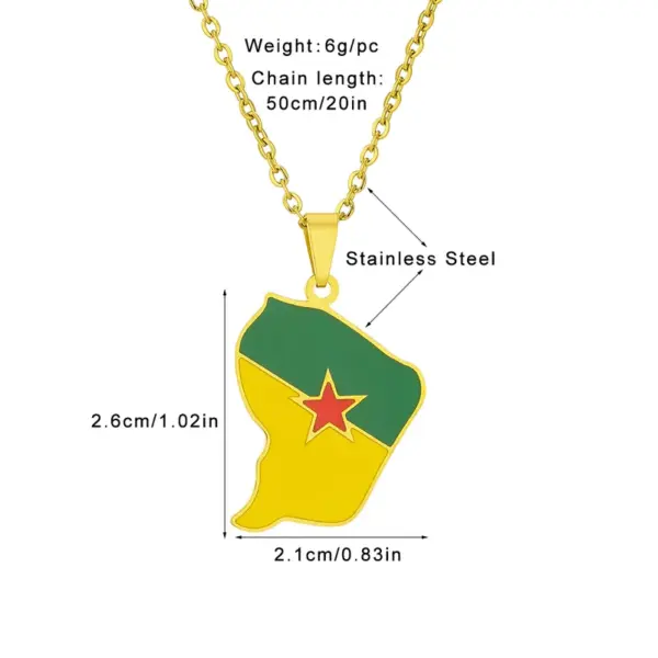 Wholesale Map Of Guiana Map Letter 201 Stainless Steel 304 Stainless Steel Vintage Style Ethnic Style 304 Stainless Steel Pendant Necklace