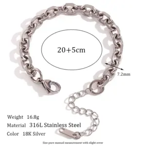 7.2mm Cross Batch Angle Chain-Steel Anklet-20cm+5cm