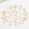 Wholesale European and American Cross-Border Fashion Versatile Leaf Love Ring Set Geometric Stacked Joint Pearl Ring Multi-Piece Set