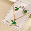 Fashion Style 304 Stainless Steel Water Plated Imitation Gold Double Heart Electroplated Jewelry Set For Women Cable Chain