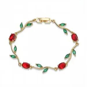 Gold Red Green Diamond Tulip Bracelet
