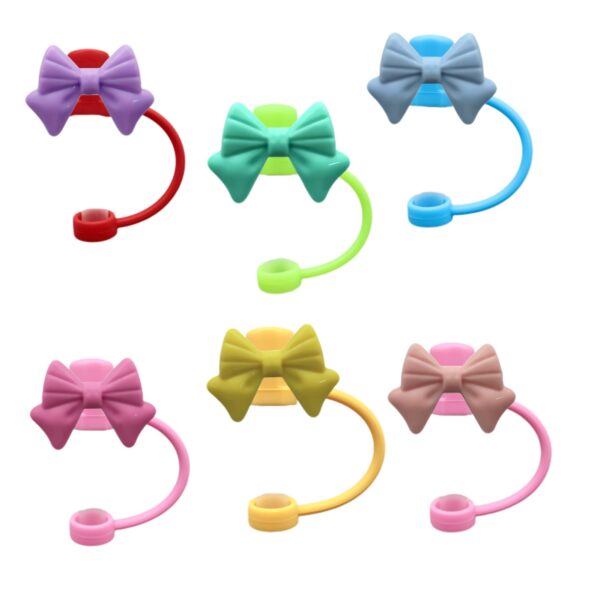 Wholesale Colorful Bow-Shaped Straw Cap Children's Water Cup Straw Plug Dust-Proof and Spill-Proof Straw Cover Cross-Border Ready Stock