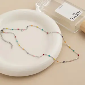 Silver Cube Sugar Beaded Necklace