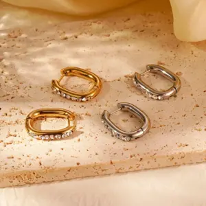 Wholesale 201 Stainless Steel Geometric Electroplated 18K Real Gold Plated Simple Style Waterproof Non Tarnish Earrings