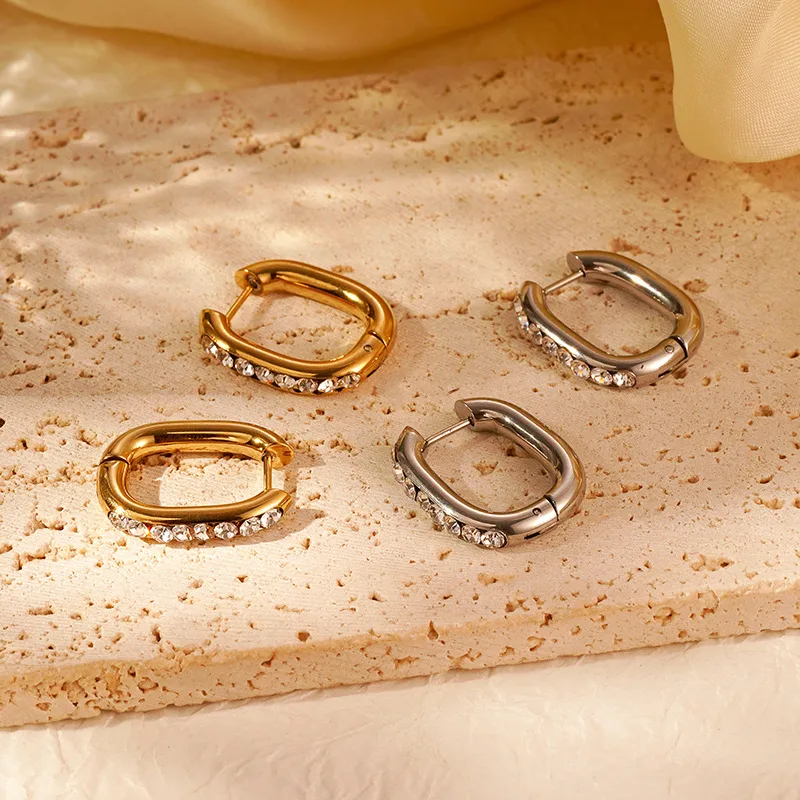 Wholesale 201 Stainless Steel Geometric Electroplated 18K Real Gold Plated Simple Style Waterproof Non Tarnish Earrings