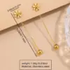 Wholesale 201 Stainless Steel 304 Stainless Steel Plastic Flower Ion Plating (IP) 18K Gold Plated Classic Style Waterproof Non Tarnish Multicolor-Golden Yellow Drop Earrings