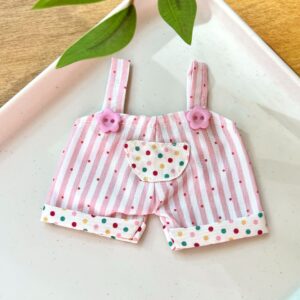 Pink striped polka dot overalls