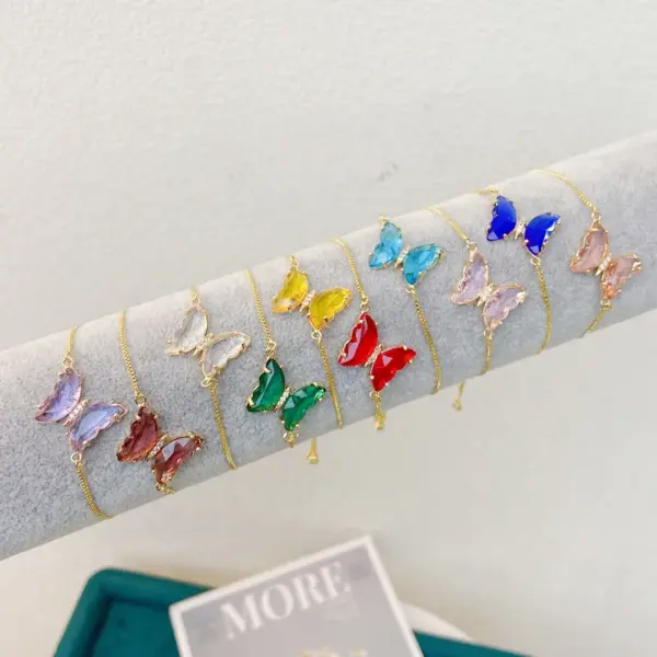 Copper 18K Gold Plated Fashion Gold Plated Inlaid Zircon Butterfly Zircon Bracelets