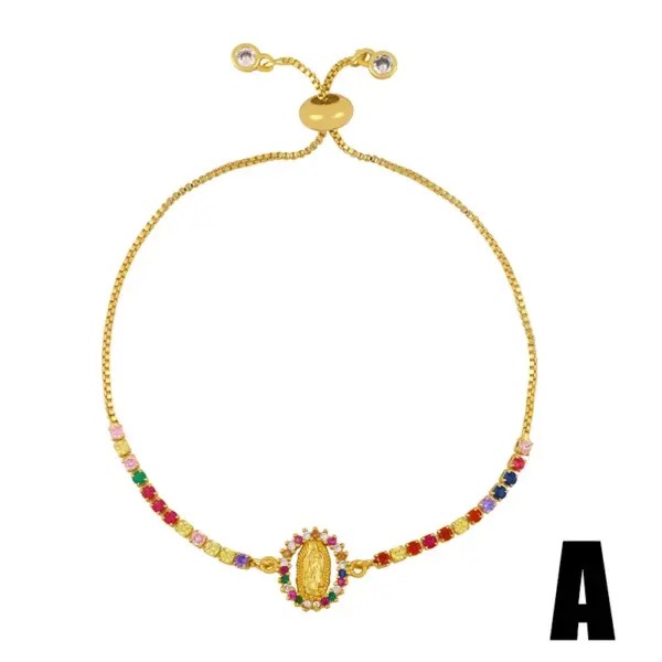 Wholesale Fashion Geometric Copper 18k Gold Plated Artificial Gemstones Bracelets In Bulk