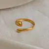 Wholesale PVD Coated Real Gold Plated 18K Gold Snake 304 Stainless Steel Retro Simple Style Waterproof Non Tarnish Open Rings
