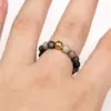 Retro Solid Color Natural Stone Beaded Rings 1 Piece
