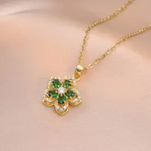 X2984 Emerald Bauhinia Necklace