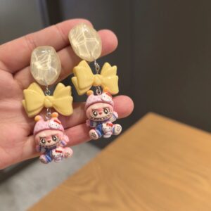 Wholesale Cartoon Big Mouth Chichila Bubu 925 Silver Needle Earrings