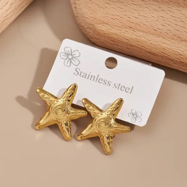 Wholesale 1 Pair/Package Casual Modern Style Simple Style Starfish Flower Rectangle Polishing 304 Stainless Steel 18K Gold Plated PVD Coated Earrings