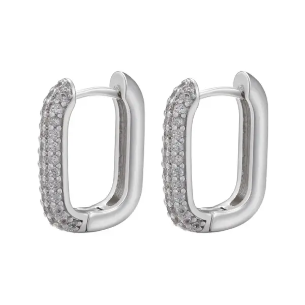 Wholesale 1 Pair Fashion Rectangle Plating Inlay Copper Zircon Hoop Earrings
