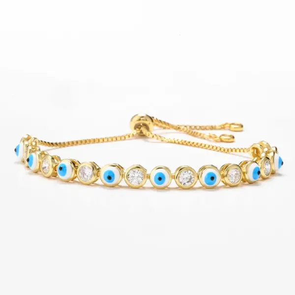 Wholesale Plated Geometric Colorful Devil's Eye Copper Fashion Enamel Copper Bracelets