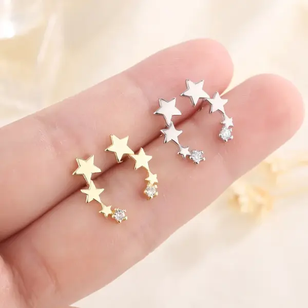 Wholesale Fashion Star Copper Inlay Zircon Ear Studs 1 Pair