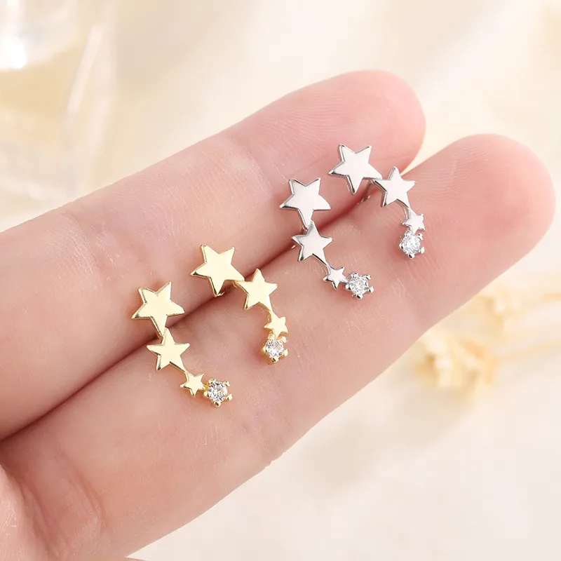 Wholesale Fashion Star Copper Inlay Zircon Ear Studs 1 Pair