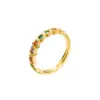 Wholesale Fashion Copper-plated Gold Micro-inlaid Color Zircon Ring