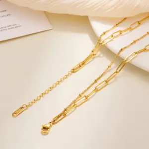 Side Clip Beads Cross Chain / Gold