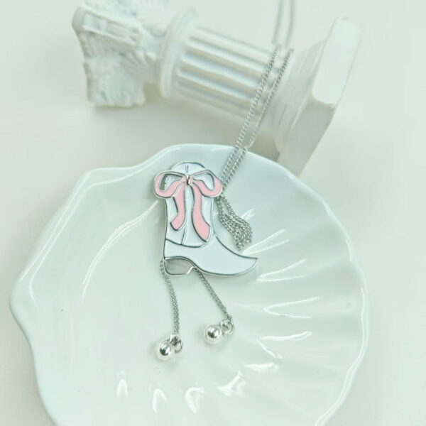 oly-d0ea111296211ca40fd36a5797eb26e8 Wholesale Western cowgirl boots pink bow necklace