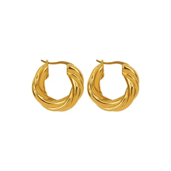 Wholesale PVD Coated Real Gold Plated 18K Gold Geometric 304 Stainless Steel Fashion Waterproof Non Tarnish Earrings