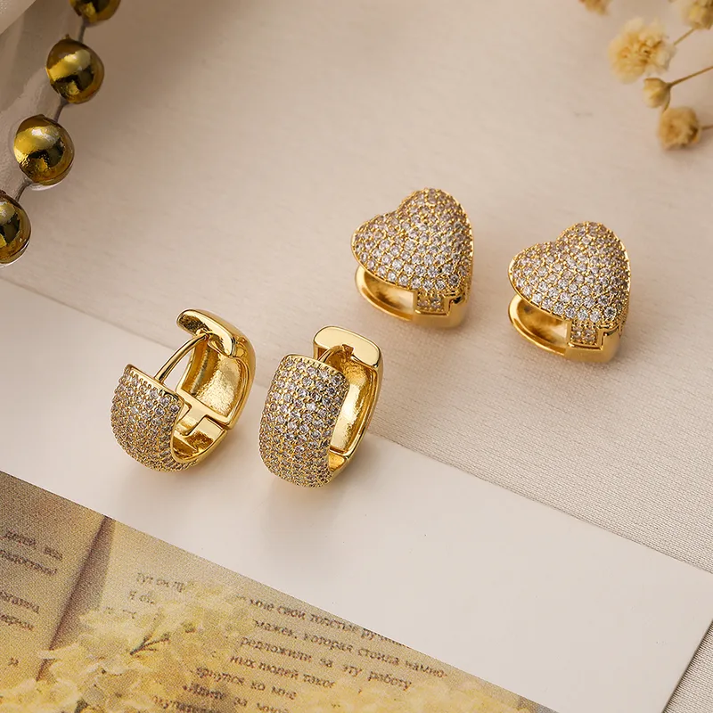 Wholesale 1 Pair Simple Style Commute Geometric Plating Inlay Copper Zircon 18k Gold Plated Ear Studs