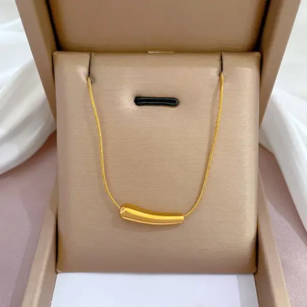 Wholesale Simple Style Geometric Gourd Titanium Steel Plating Rhinestones Pendant Necklace