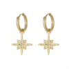 PVD Coated 18K Gold Real Gold Plated Circle Star 304 Stainless Steel Retro Waterproof Non Tarnish Charm Sleeper Hoop Earrings Drop Earrings