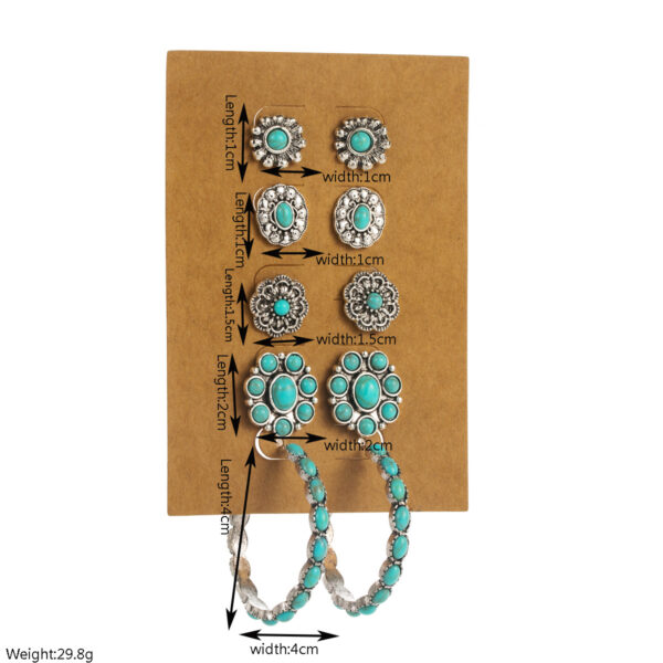Wholesale Cross-Border Fashion New Turquoise Earrings Set Women's Flower Shoes Boots Arrow Bull Head Pony Accessories Earrings Set