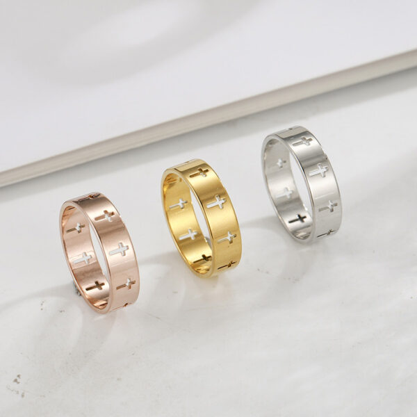 oly-d1141032363a3c1648229b9603f37533 Wholesale Style Faith Jewelry Rings, Hollow Cross Rings, Glossy lished Stainless Steel Rings for Men and Women