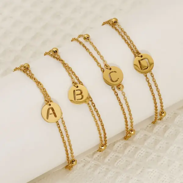 Wholesale Versatile Titanium Steel Gold Plated Stainless Steel Bracelet Women's Jewelry Letter Stackable Wristband Business Casual Style