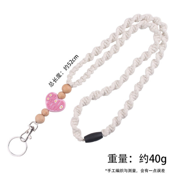 Wholesale New Handmade Woven Necklace Keychain Creative DIY Heart Silicone Beads Brand Work Id Lanyard