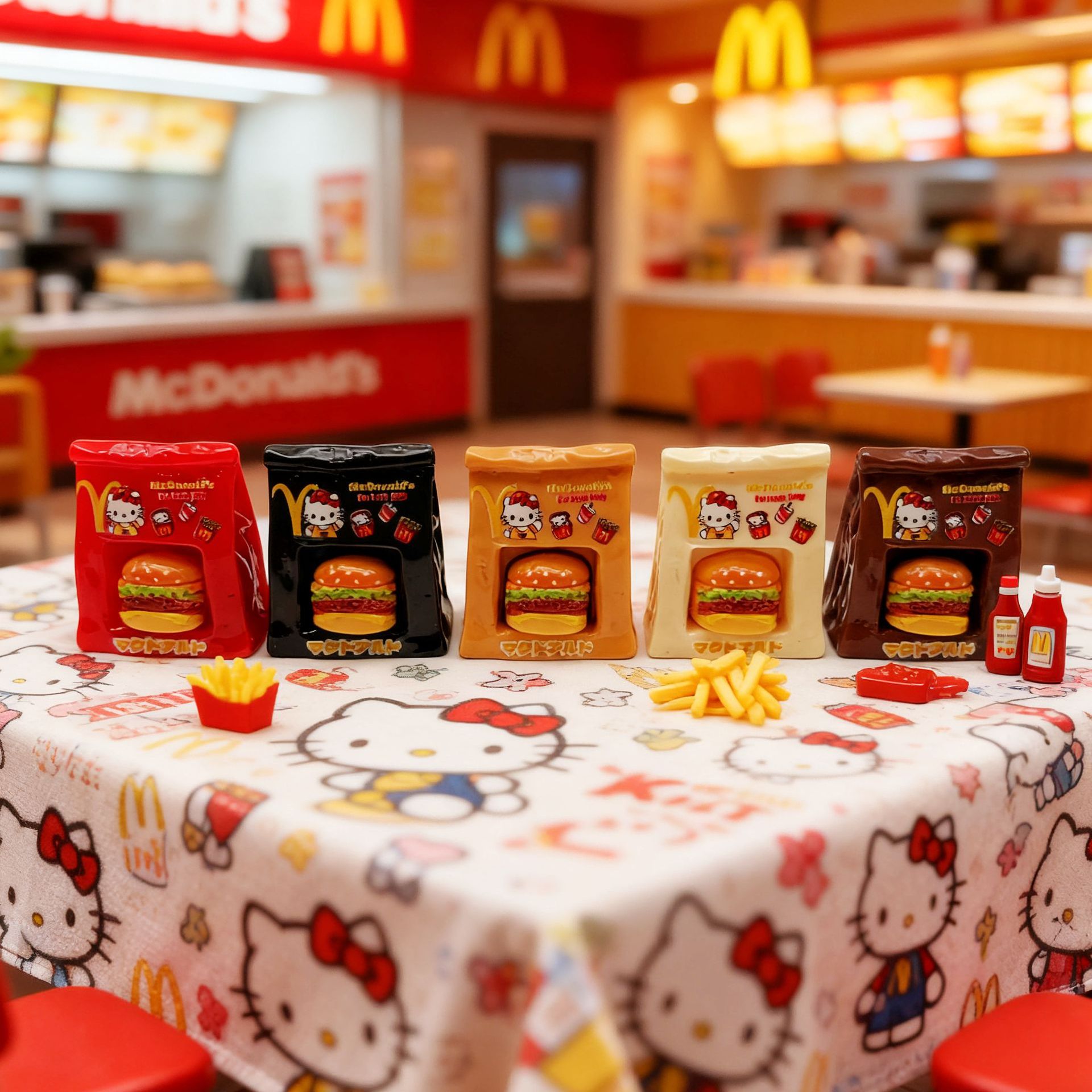 Wholesale hamburger paper bag miniature fast food restaurant toy mini resin dollhouse ornament