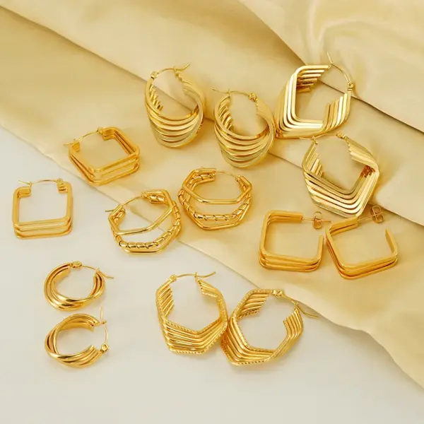 Wholesale 1 Pair Elegant U Shape Plating Stainless Steel Titanium Steel 18K Gold Plated Earrings
