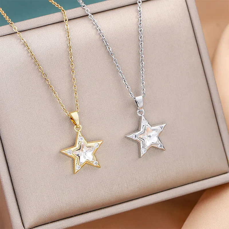 Wholesale Long-Lasting Plated Real Gold Plated 18K Gold Star 316 Stainless Steel Copper Cute Queen Bridal Waterproof Non Tarnish 316 Stainless Steel P