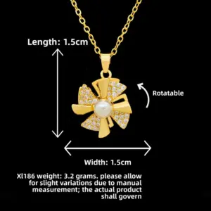 XL186 Rotating Windmill Necklace / Gold