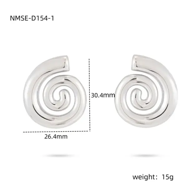 Wholesale PVD Coated Real Gold Plated 18K Gold Spiral Stainless Steel Simple Style Waterproof Non Tarnish Ear Studs