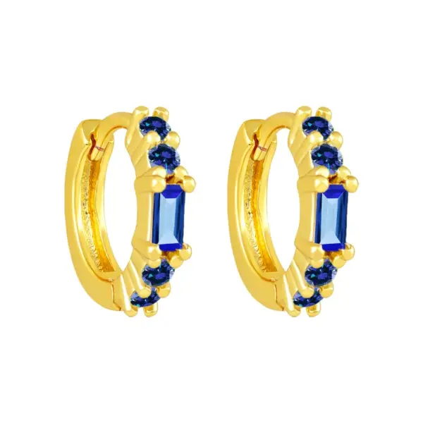 Wholesale Copper Geometric PVD Coated Zircon 18K Real Gold Plated Simple Style Classic Style Earrings