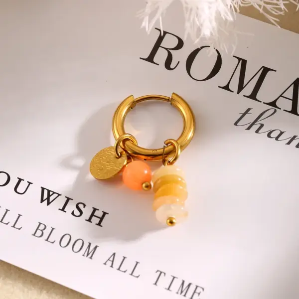 Wholesale Stainless Steel Pearl Imitation Leaf Dangle Earrings For Women Natural Stone Fashion New Trend Drop Earrings Jewelry