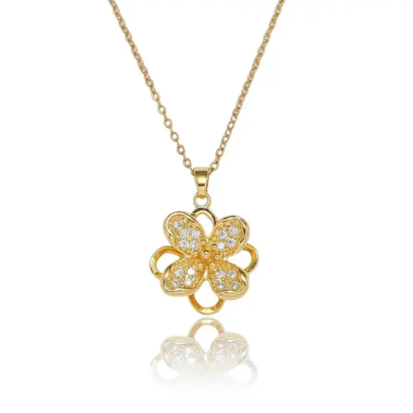 Wholesale Titanium Steel Flower Necklace Rotatable Fashion Trend Design Simple Unique Durable Women's Necklace Jewelry Multifunctional Quality