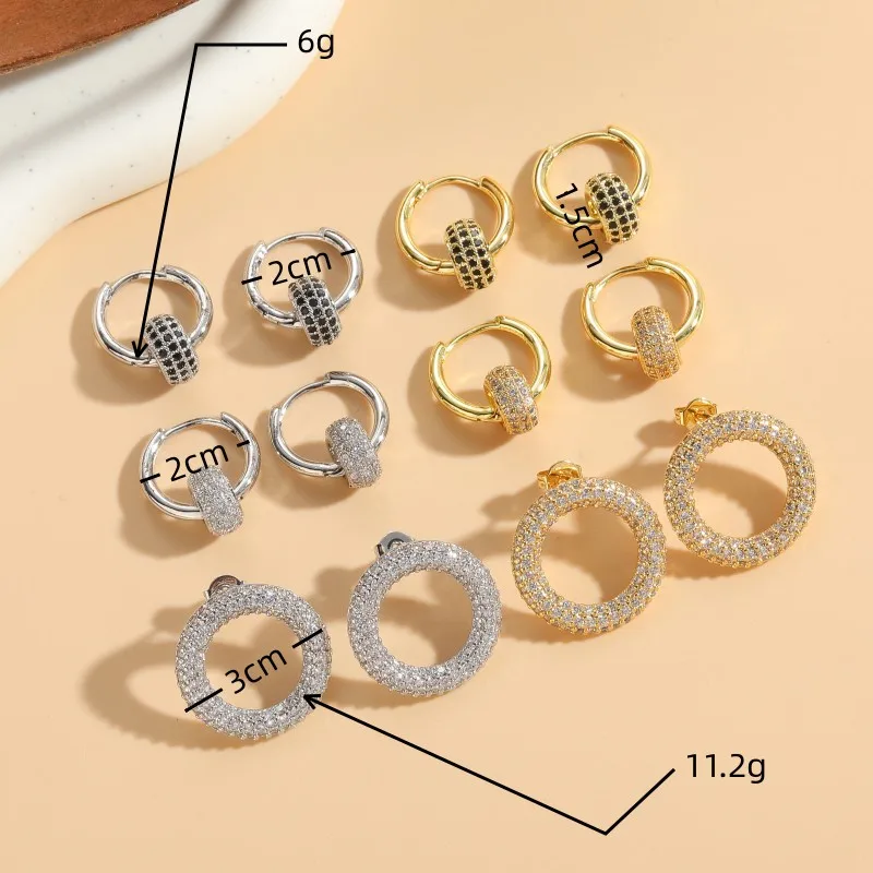 Wholesale 1 Pair Ig Style Circle Plating Inlay Copper Zircon 14k Gold Plated Earrings